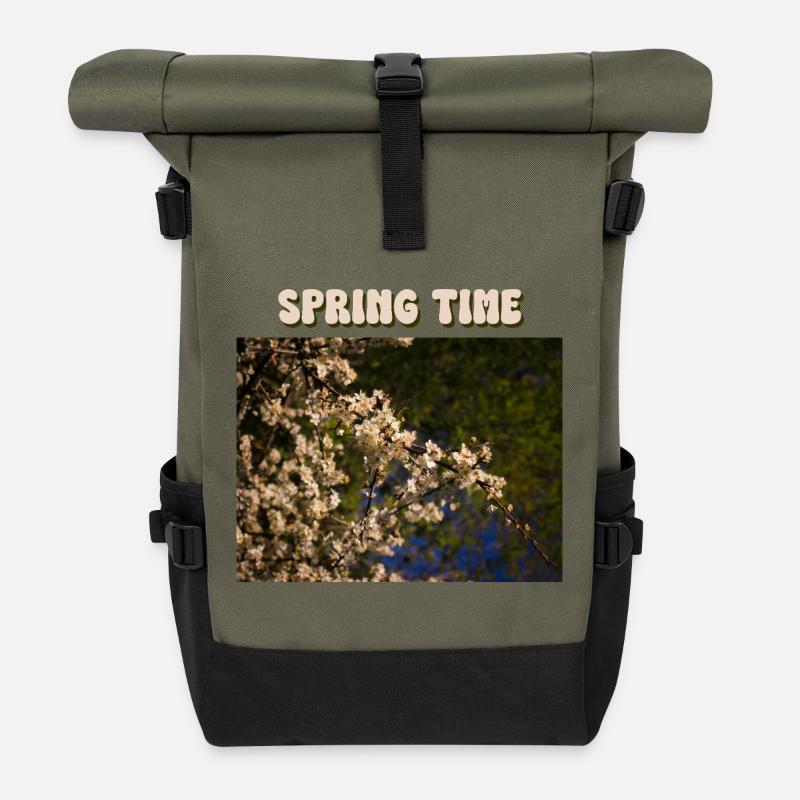 Spring Time - Rolltop Rucksack - Olive/Schwarz