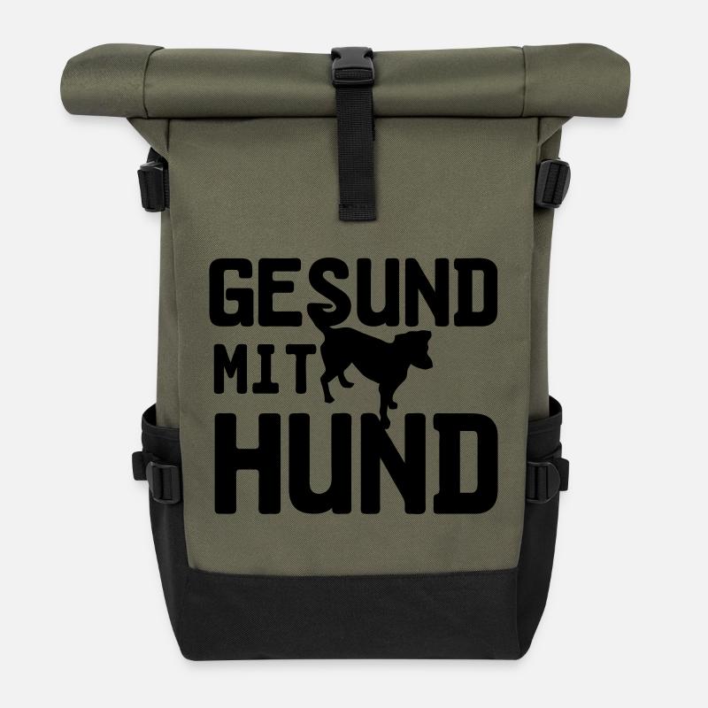 Gesund mit Hund, Hunde, Tier, Medizin, Geschenk - Rolltop Rucksack - Olive/Schwarz