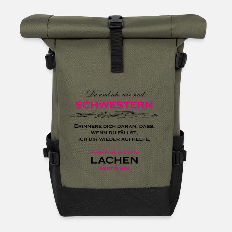Schwestern - Rolltop Rucksack - Olive/Schwarz