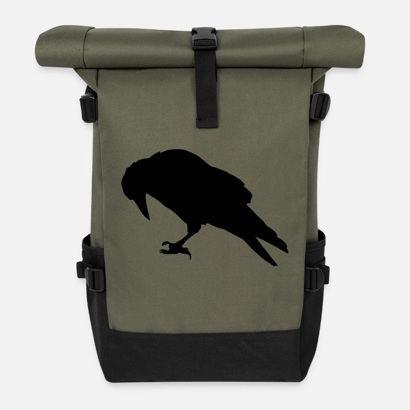 Expandables Crow / Crow / Raabe sitting - Roll Top Backpack - olive/black