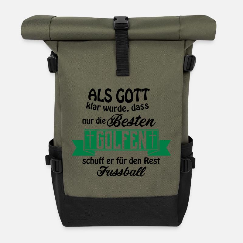 Als Gott Golfen Fussball - Rolltop Rucksack - Olive/Schwarz