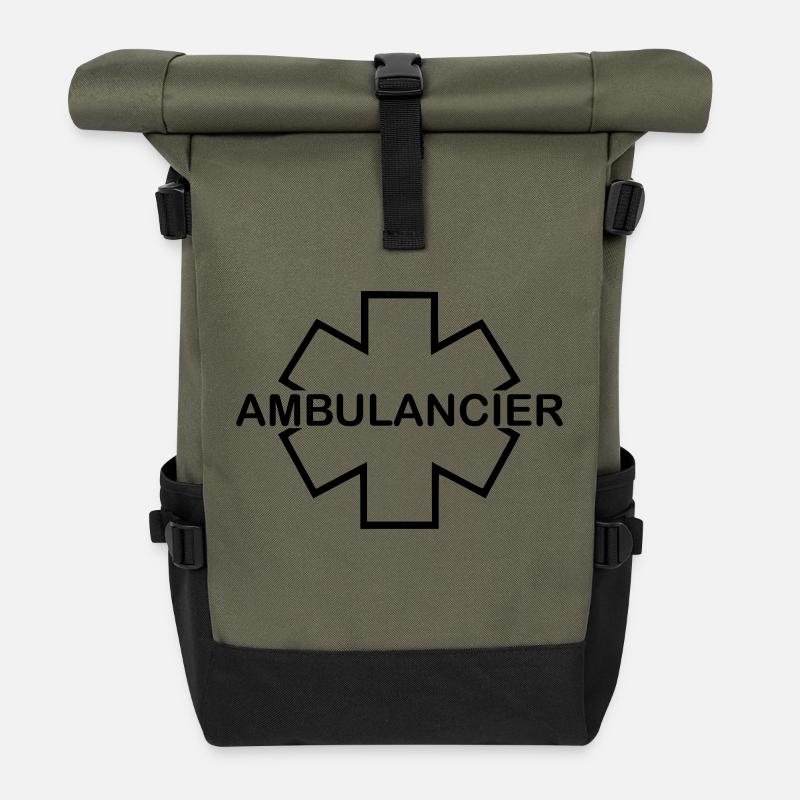 ambulancier entreprise logo - Sac à dos roll top - olive/noir