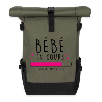 bebe en cours - Sac à dos roll top - olive/noir - Devant