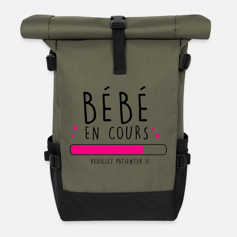 bebe en cours - Sac à dos roll top - olive/noir