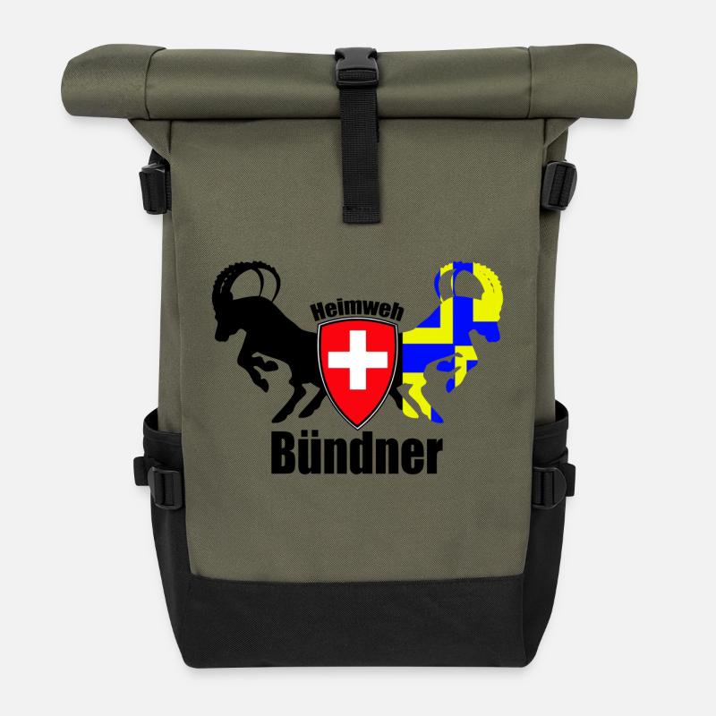 heimweh bündner - Rolltop Rucksack - Olive/Schwarz