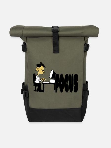 Büro Workaholic - Rolltop Rucksack - Olive/Schwarz