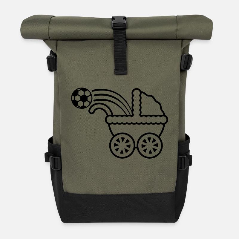 born_to_play_soccer - Roll Top Backpack - olive/black