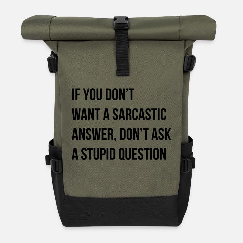sarcastic comment - Rolltop Rucksack - Olive/Schwarz