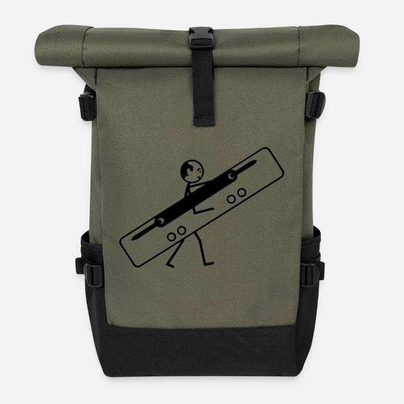 Heftstreifen - Rolltop Rucksack - Olive/Schwarz