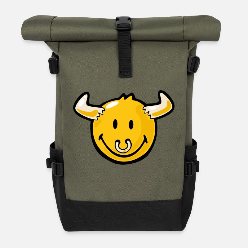 Smiley Bull - Rolltop Rucksack - Olive/Schwarz