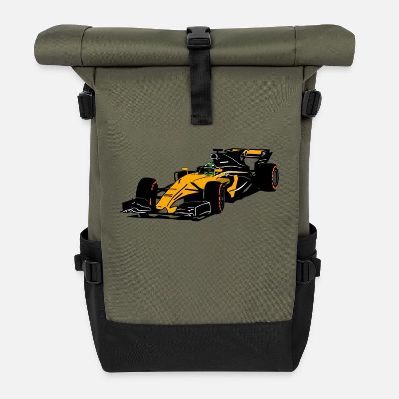 Racecar - Rennauto - Rolltop Rucksack - Olive/Schwarz