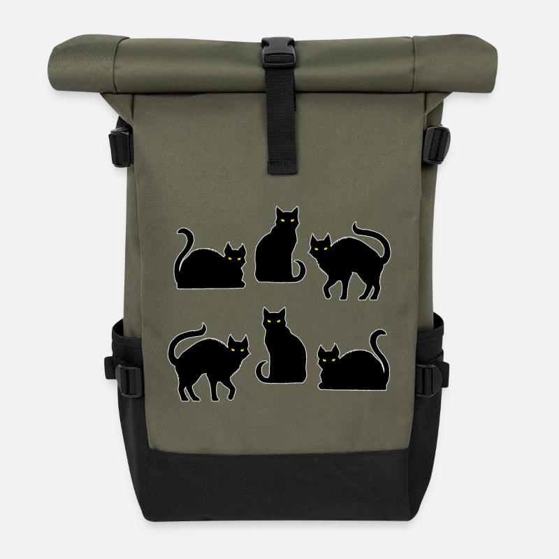 Cats - Symbol of Witchcraft - Roll Top Backpack - olive/black