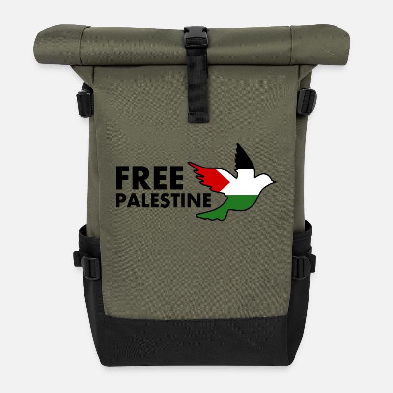 Free palestine - Roll Top Backpack - olive/black
