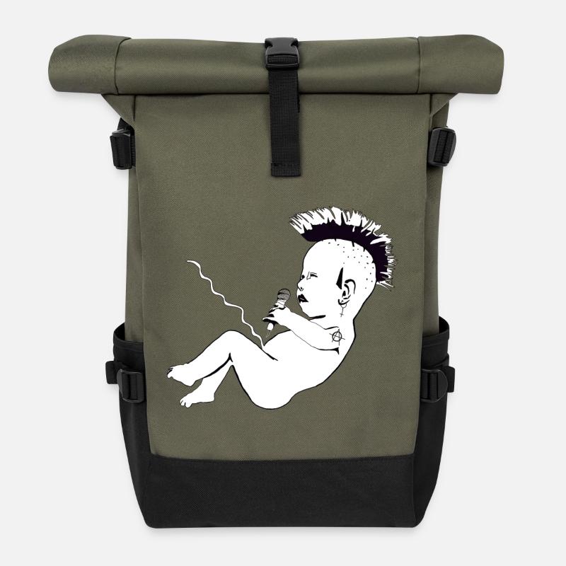 Punks not dead - Rolltop Rucksack - Olive/Schwarz