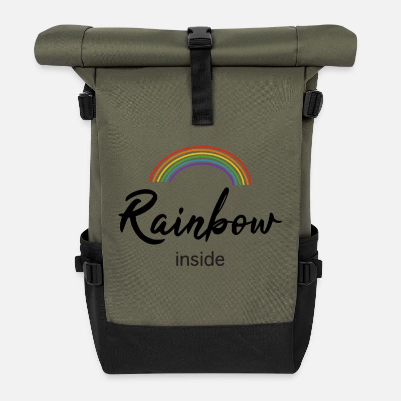 Rainbow inside - Rolltop Rucksack - Olive/Schwarz