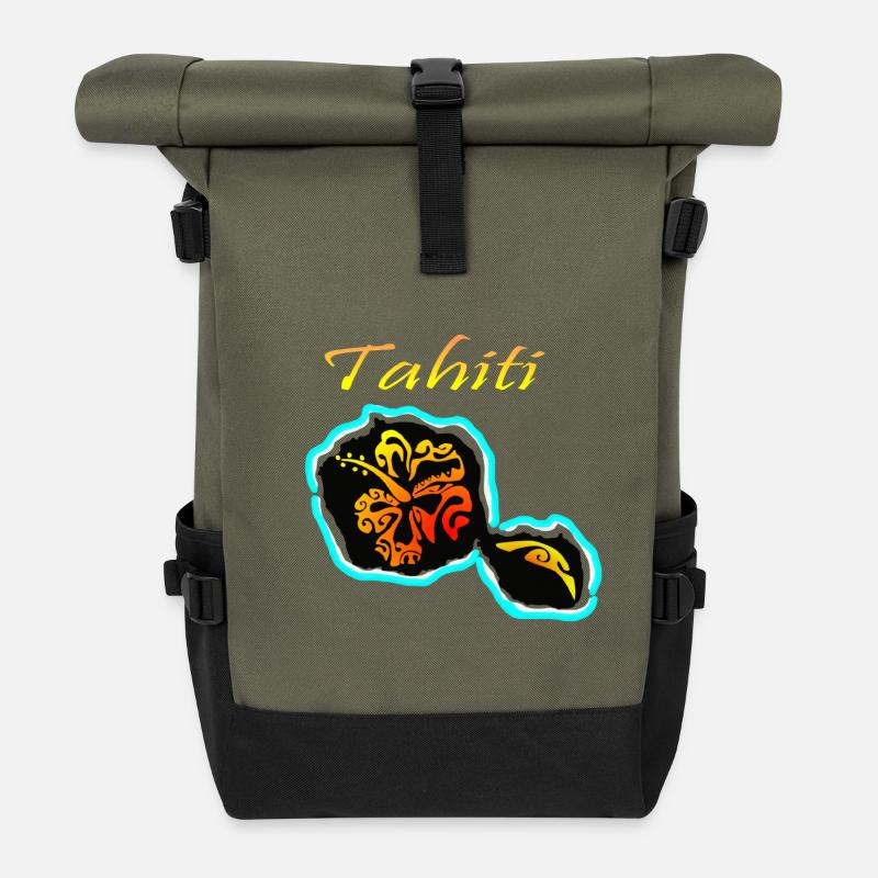 TAHITI - Roll Top Backpack - olive/black