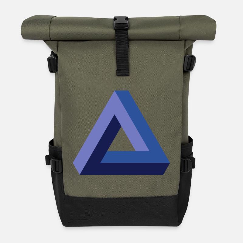 Optisches Täuschungsdreieck - Rolltop Rucksack - Olive/Schwarz