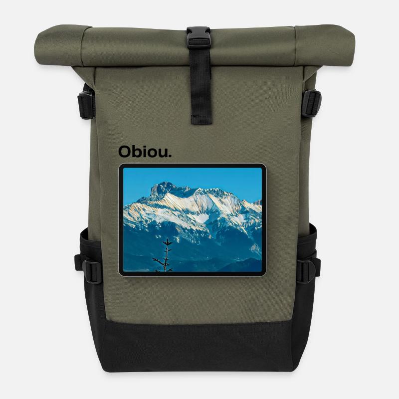 Obiou encadré - Sac à dos roll top - olive/noir