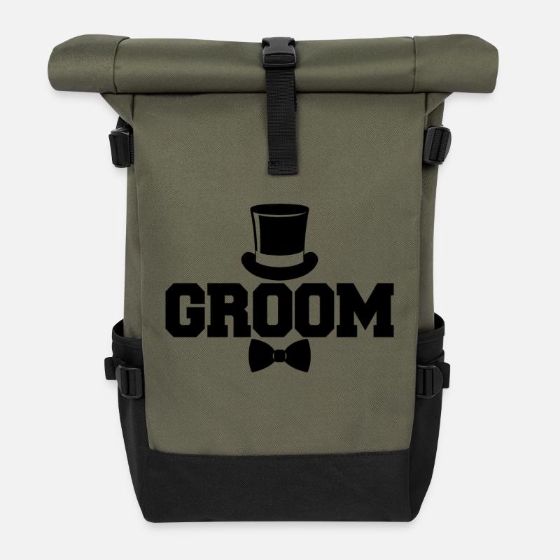 Bräutigam Cool Matching Paar Hochzeitsfeier Ehe - Rolltop Rucksack - Olive/Schwarz
