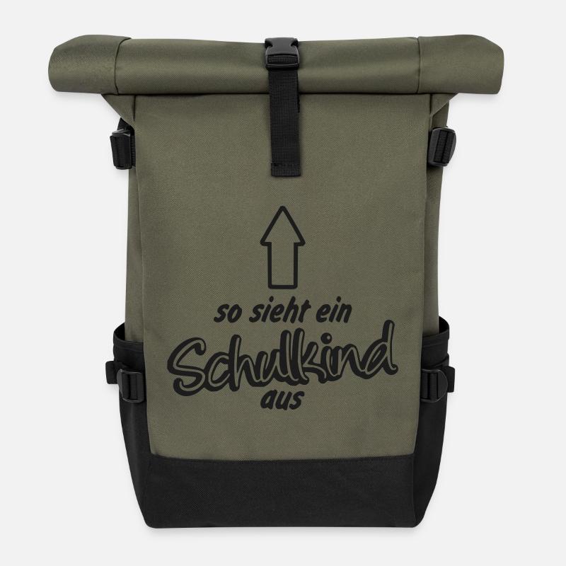 So sieht ein Schulkind aus - Rolltop Rucksack - Olive/Schwarz