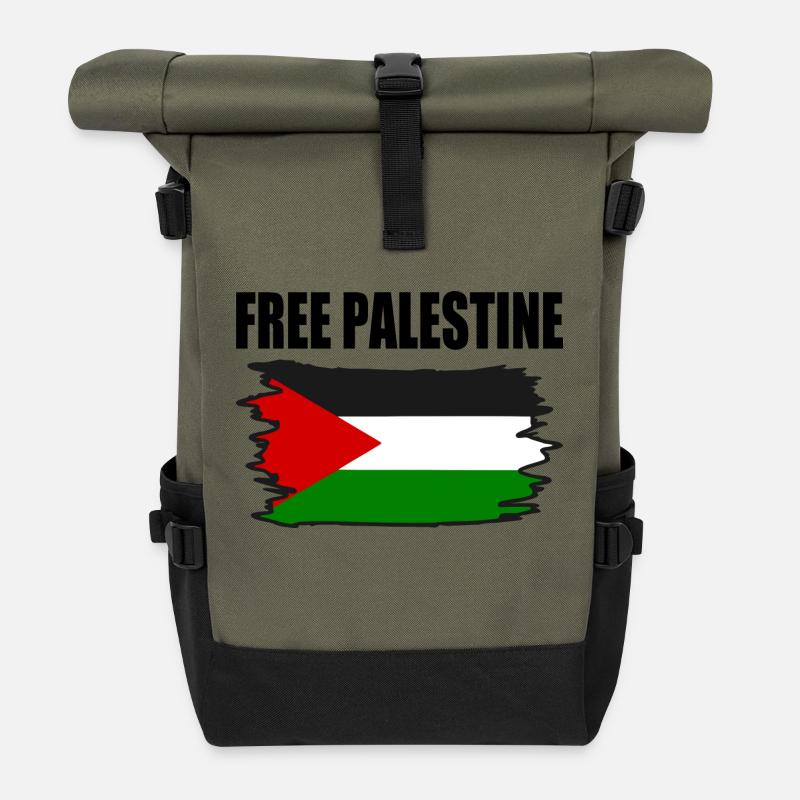 Free palestine - Rolltop Rucksack - Olive/Schwarz
