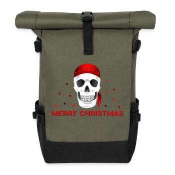 Merry Christmas skull - Rolltop Rucksack - Olive/Schwarz - Vorne