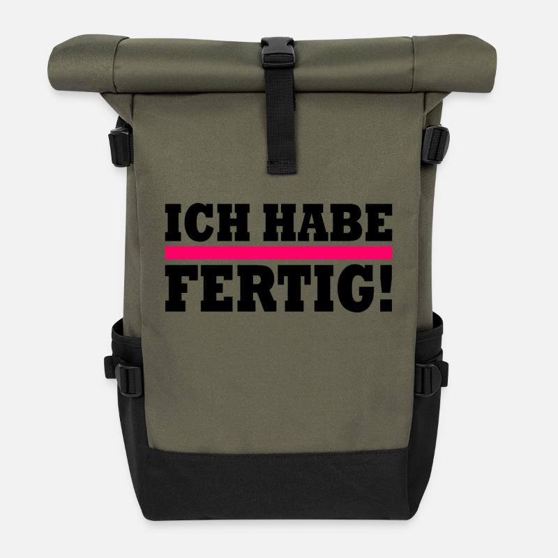 Ich habe fertig - Rolltop Rucksack - Olive/Schwarz
