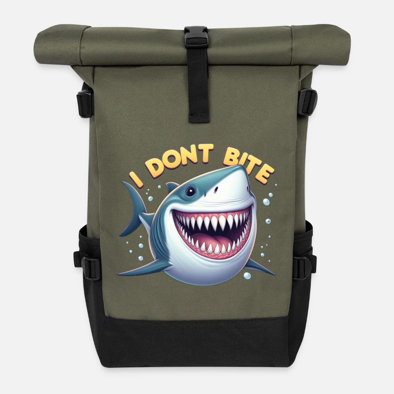 Je ne mords pas... réel! - Sac à dos roll top - olive/noir