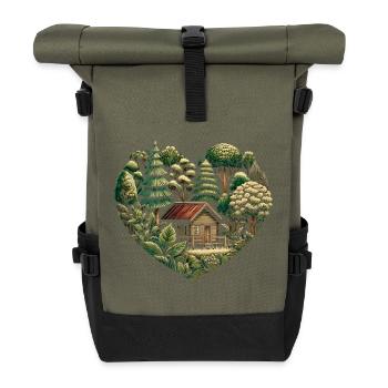 Vivre près de la nature avec une petite maison en forêt - Sac à dos roll top - olive/noir - Devant