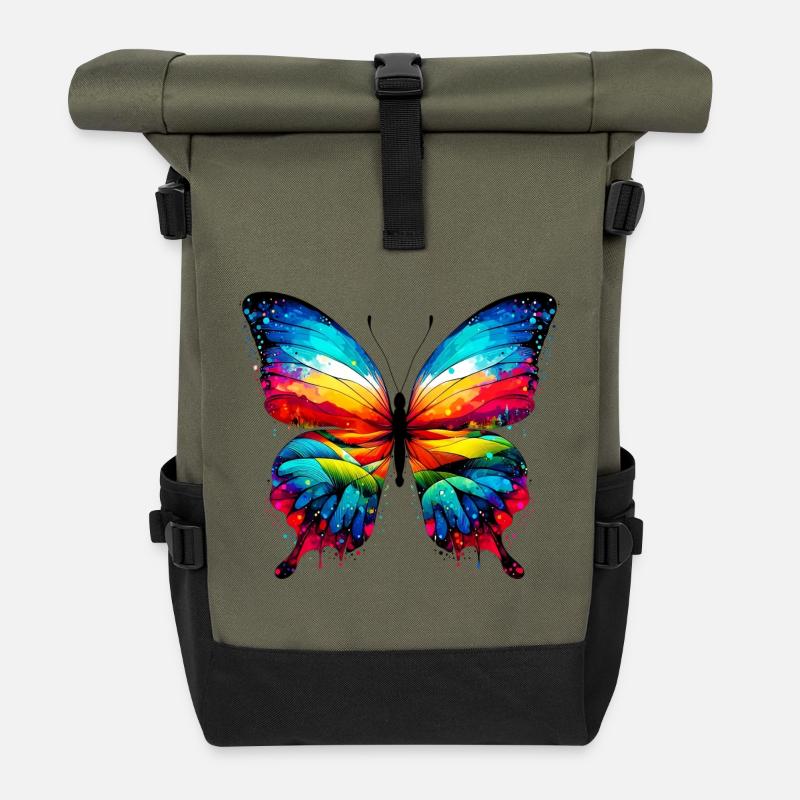 Butterfly - Roll Top Backpack - olive/black