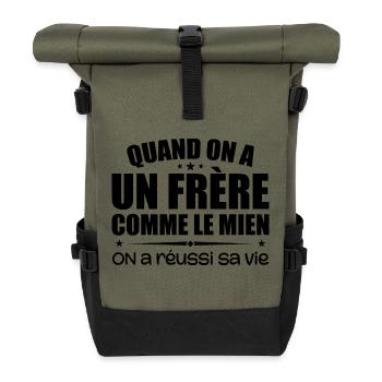 Wenn du einen Bruder wie meinen hast | Brüder Geschenk - Rolltop Rucksack - Olive/Schwarz - Vorne