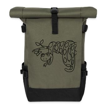Ausmalbild für kreative Köpfe und kleine Künstler - Rolltop Rucksack - Olive/Schwarz - Vorne