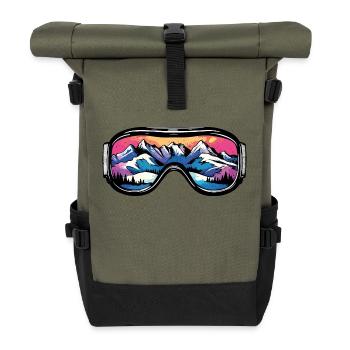 Ski Goggles Mountains Ski Symbol - Roll Top Backpack - olive/black - Front