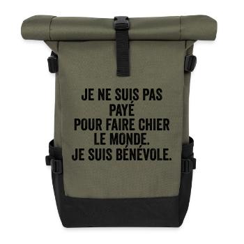 cadeau citation humoristique original drole phrase - Sac à dos roll top - olive/noir - Devant