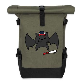 Funny & Cute Baseball Bat / Bat - Roll Top Backpack - olive/black - Front