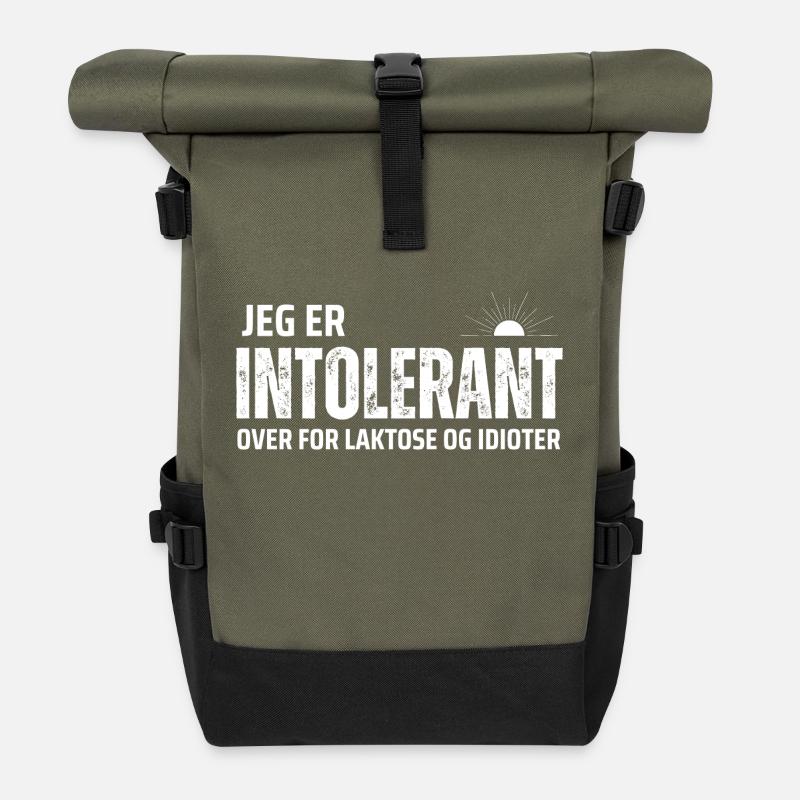 I'm intolerant to lactose and idiots - Roll Top Backpack - olive/black