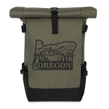 Oregon Portland Amerika Bundesstaat für Oregon - Rolltop Rucksack - Olive/Schwarz - Vorne