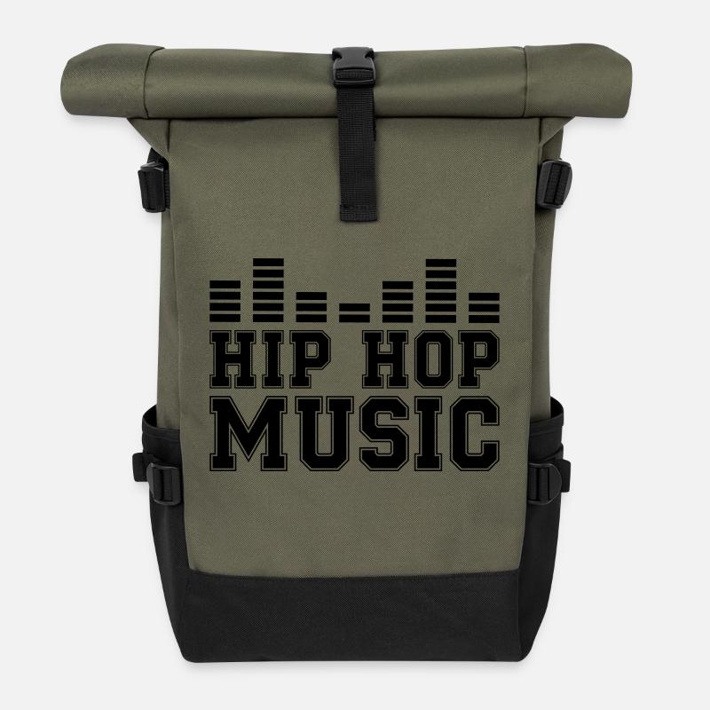 hip hop music - Rolltop Rucksack - Olive/Schwarz