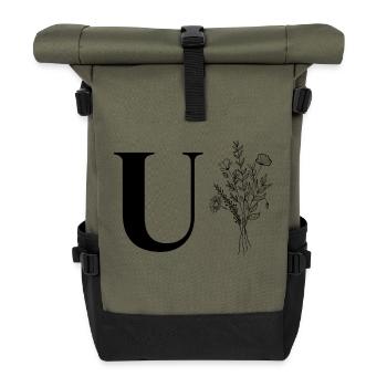 Minimalist flowers - Roll Top Backpack - olive/black - Front