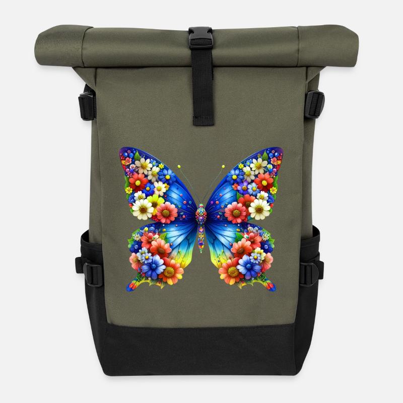 Schmetterling - Rolltop Rucksack - Olive/Schwarz