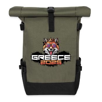 Griechenland 2025 Party Fuchs - Rolltop Rucksack - Olive/Schwarz - Vorne