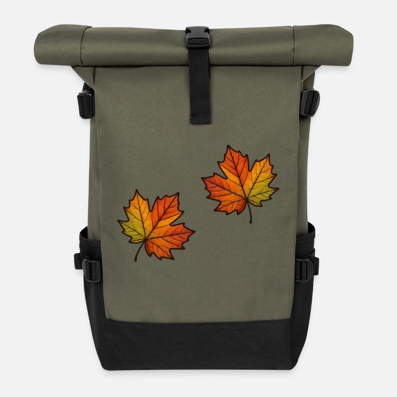 blatt herbst ahornblatt 2 - Rolltop Rucksack - Olive/Schwarz