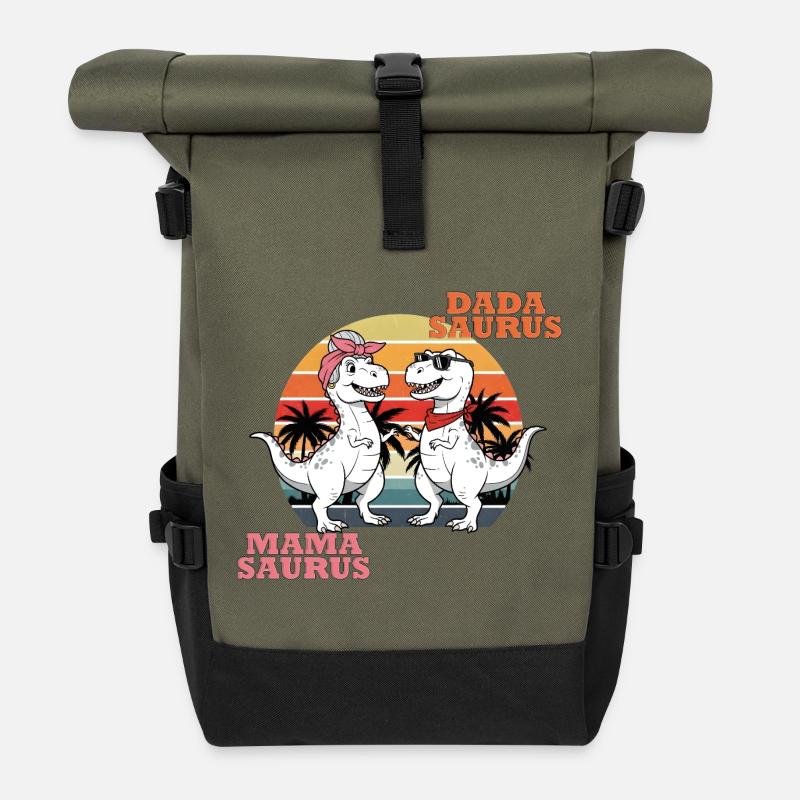 Mama & Dada Saurus – Le Duo Dino Fun ! - Sac à dos roll top - olive/noir