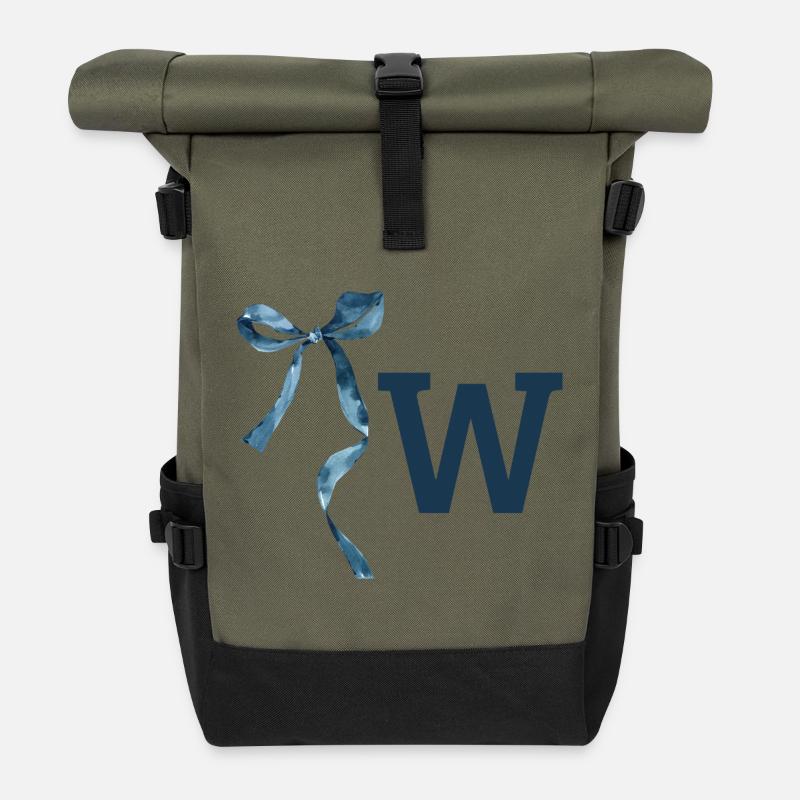 Monogramm mit Geschenkidee - Rolltop Rucksack - Olive/Schwarz