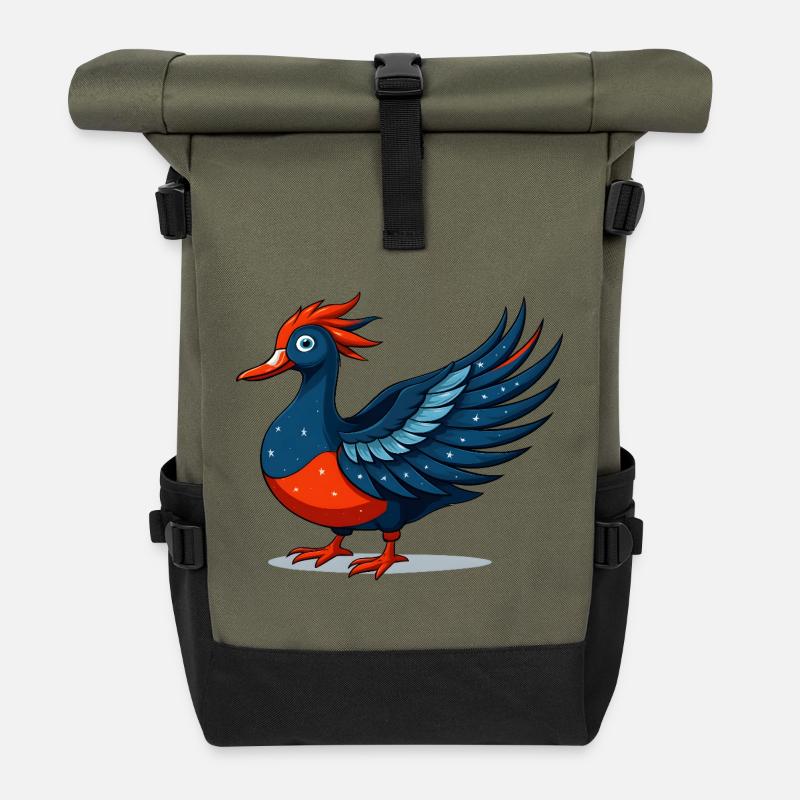 Geflügelter blauer Sternadler - Rolltop Rucksack - Olive/Schwarz