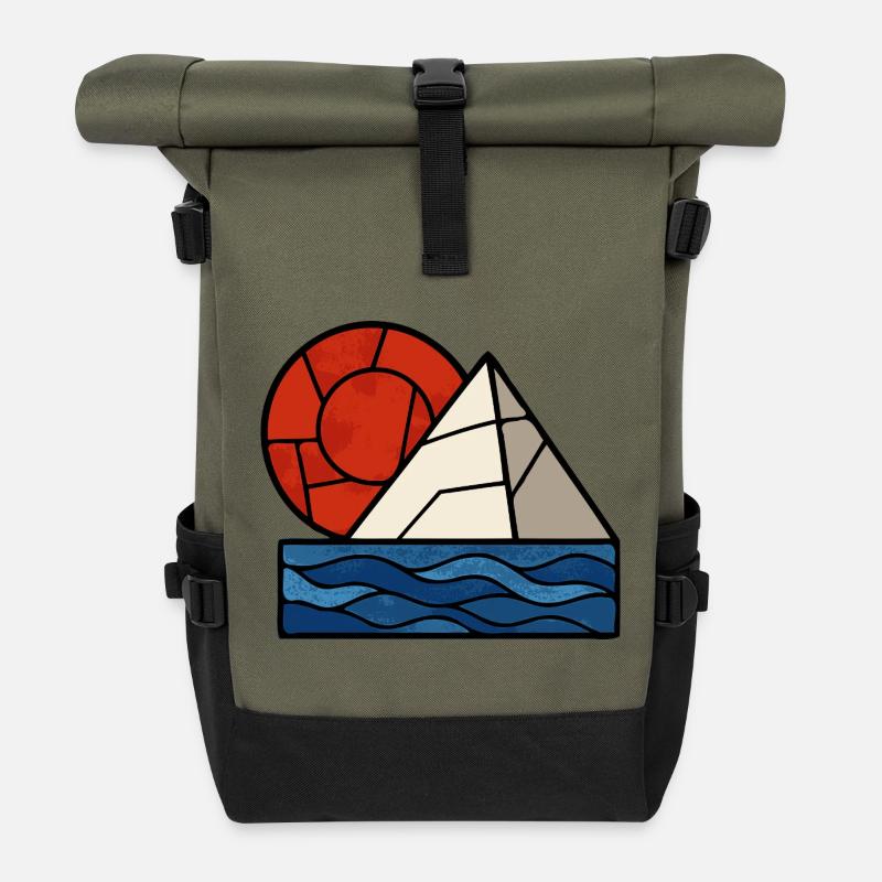 Red White Blue Abstract - Sac à dos roll top - olive/noir