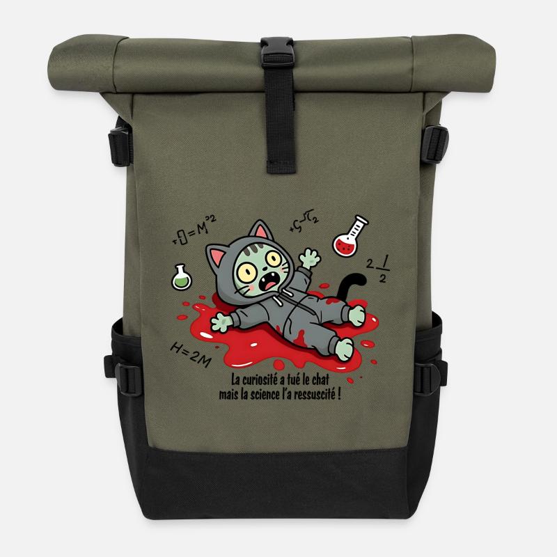 Die Neugier hat die Katze getötet, die Wissenschaft... - Rolltop Rucksack - Olive/Schwarz