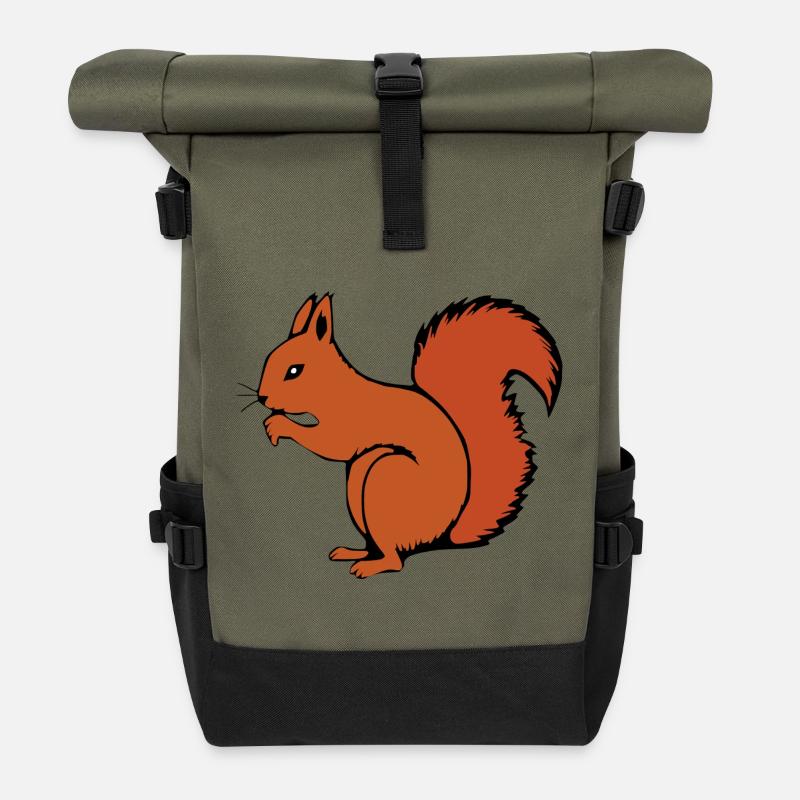 Eichhörnchen Geschenk Weihnachten - Rolltop Rucksack - Olive/Schwarz