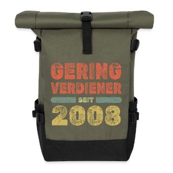 2008 - Rolltop Rucksack - Olive/Schwarz - Vorne