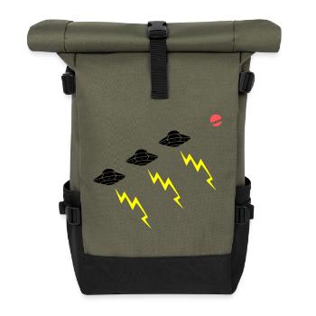 UFO Invasion Lightning Attack Alien Vector - Roll Top Backpack - olive/black - Front